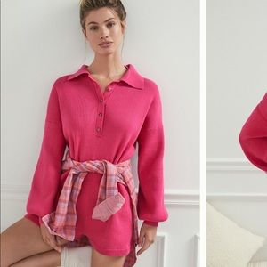 NWT Anthropologie Sweater Romper Playsuit Pink L